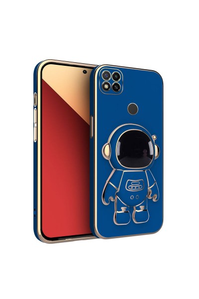 Xiaomi - Redmi 9C Zebana Standlı Astronot Silikon Kılıf - Petrol Mavisi