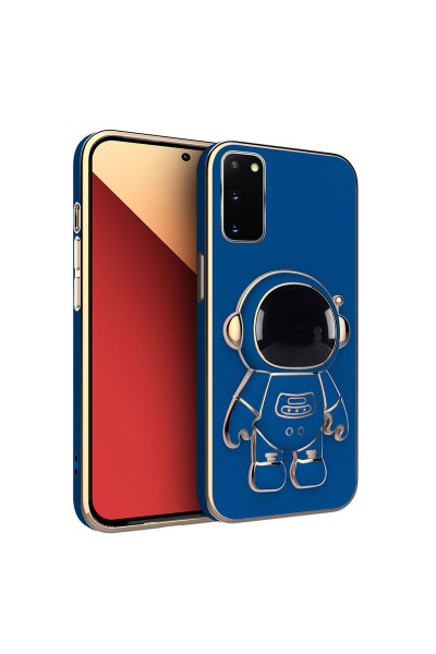 Samsung - Galaxy S20 FE Zebana Standlı Astronot Silikon Kılıf - Petrol Mavisi