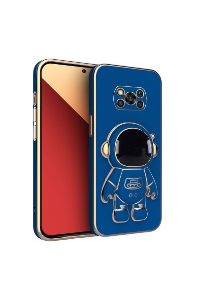 Xiaomi - Poco X3 Zebana Standlı Astronot Silikon Kılıf - Petrol Mavisi