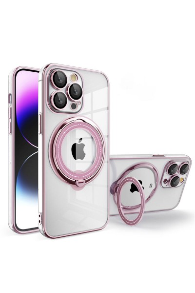 Apple - iPhone 11 Pro Max Zebana Manyetik Standlı Most Silikon Kılıf (Kablosuz Şarj Destekli) - Rose Gold