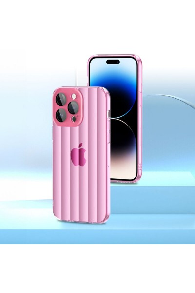 Apple - iPhone 11 Pro Max Zebana Bumper Silikon Kılıf (Kamera Lens Korumalı) - Pembe