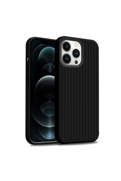 Apple - iPhone 11 Pro Max Zebana Woven Silikon Kılıf - Siyah