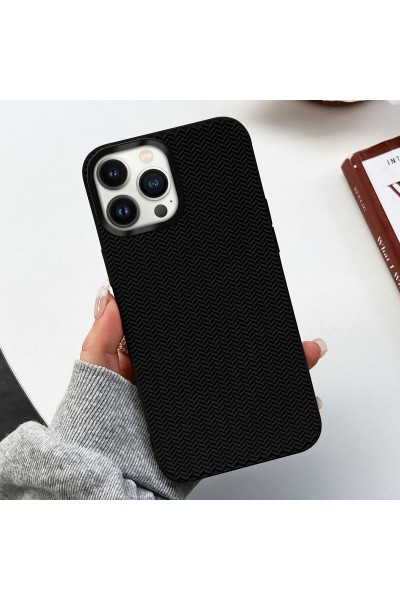 Apple - iPhone 11 Pro Max Zebana Woven Silikon Kılıf - Siyah