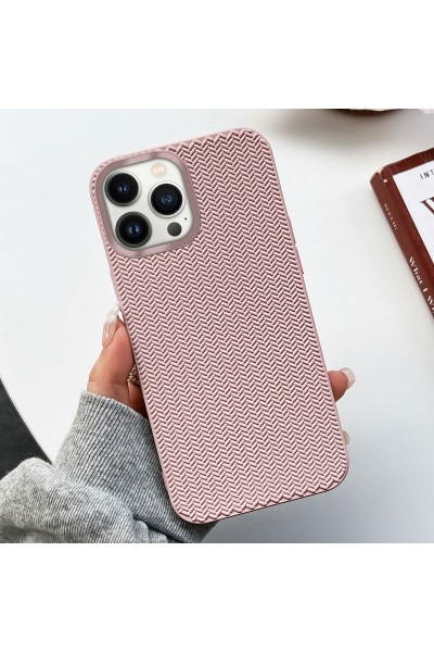 Apple - iPhone 11 Pro Max Zebana Woven Silikon Kılıf - Rose Gold