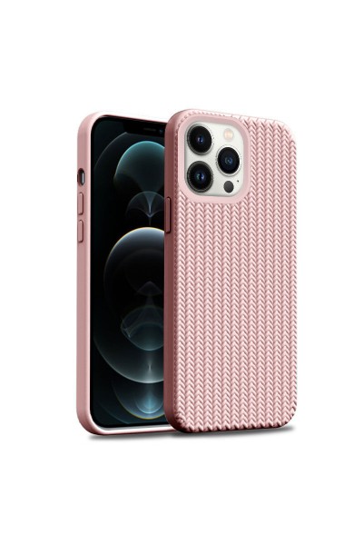 Apple - iPhone 11 Pro Max Zebana Woven Silikon Kılıf - Rose Gold