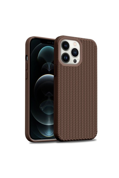 Apple - iPhone 11 Pro Max Zebana Woven Silikon Kılıf - Kahverengi
