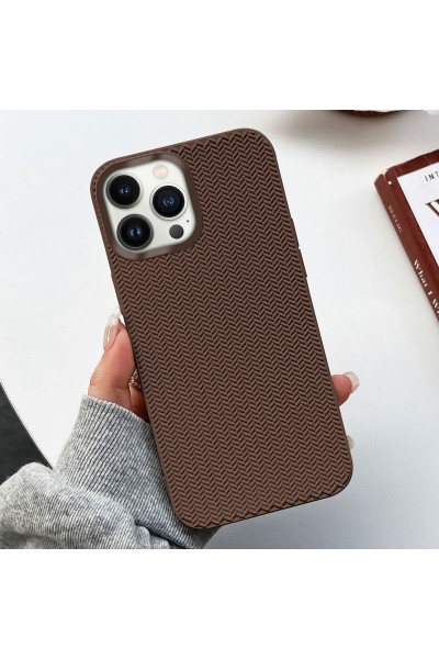 Apple - iPhone 11 Pro Max Zebana Woven Silikon Kılıf - Kahverengi