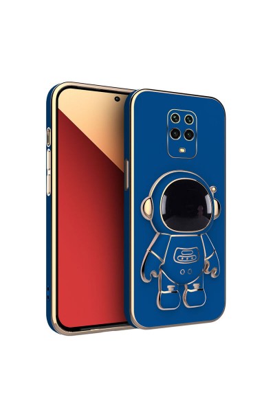 Xiaomi - Redmi Note 9S Zebana Standlı Astronot Silikon Kılıf - Petrol Mavisi