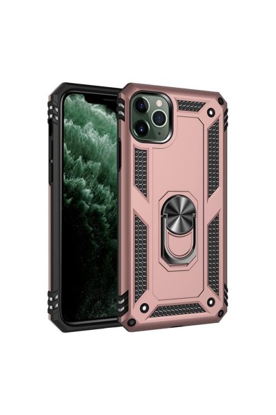 Apple - iPhone 11 Pro Max Panzer Yüzüklü Kılıf - Rose Gold