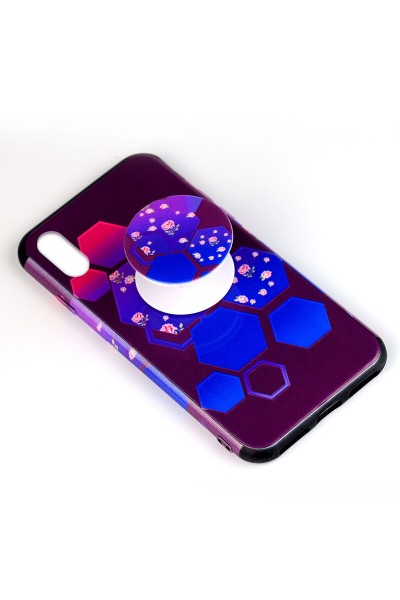 جراب سيليكون لهاتف Apple iPhone XS Popsocket نمط 6