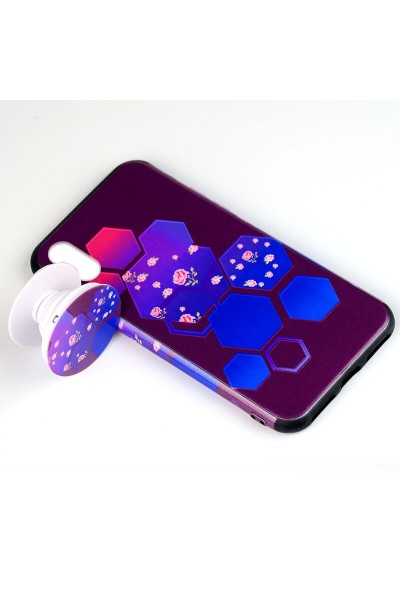 جراب سيليكون لهاتف Apple iPhone XS Popsocket نمط 6