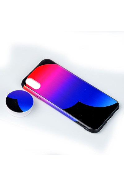 جراب سيليكون لهاتف Apple iPhone XS Max Popsocket نمط 7