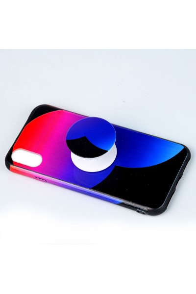 جراب سيليكون لهاتف Apple iPhone XS Max Popsocket نمط 7