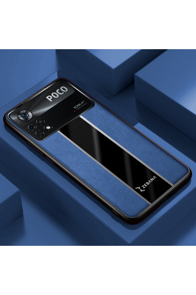 حافظة هاتف Xiaomi Poco X4 Pro 5G Zebana Premium من الجلد باللون الأزرق