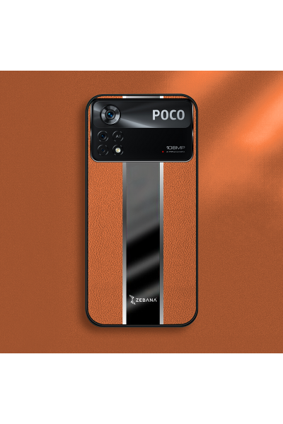 حافظة هاتف Xiaomi Poco X4 Pro 5G Zebana Premium من الجلد باللون البني