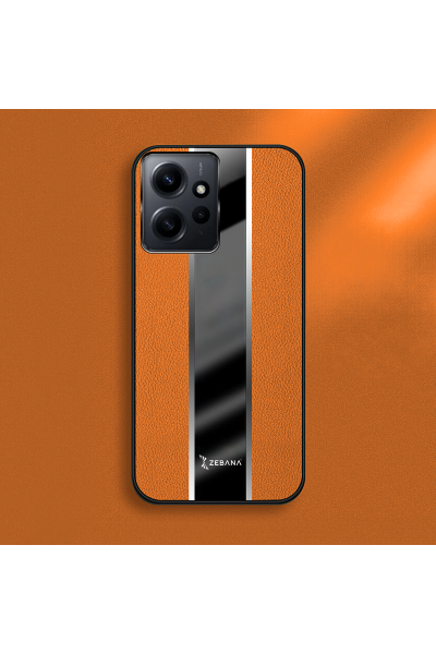 حافظة هاتف Xiaomi Redmi Note 12 Zebana Premium من الجلد باللون البرتقالي