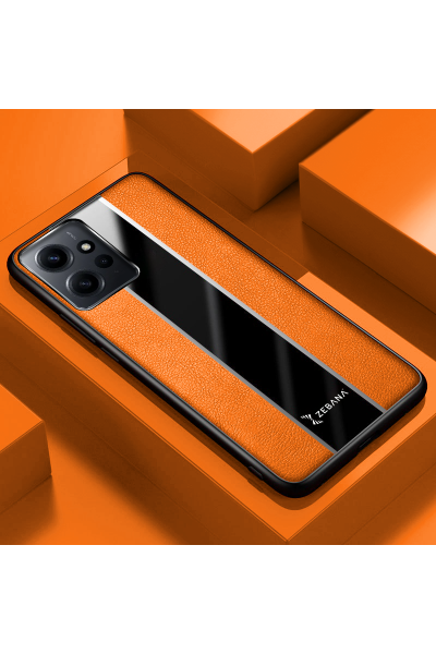 حافظة هاتف Xiaomi Redmi Note 12 Zebana Premium من الجلد باللون البرتقالي