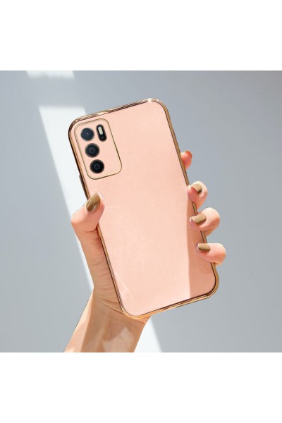 Oppo - A16 Zebana Golden Silikon Kılıf - Rose Gold