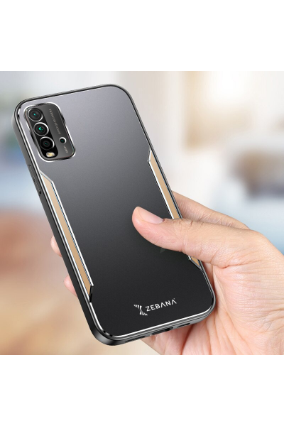 حافظة هاتف Xiaomi Redmi 9T Zebana Metal Mitras بحواف من السيليكون باللون الذهبي