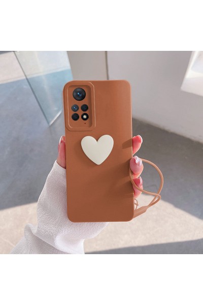 حافظة هاتف Xiaomi Redmi Note 11 Pro Love من السيليكون مع قلب حيوان بني