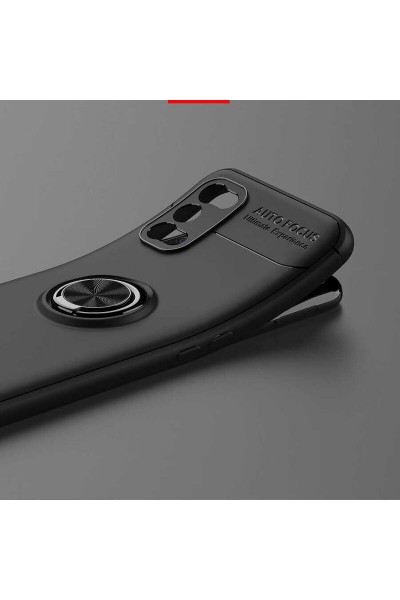 جراب سيليكون Realme 7 Pro Zebana Ring باللون الأسود والأحمر