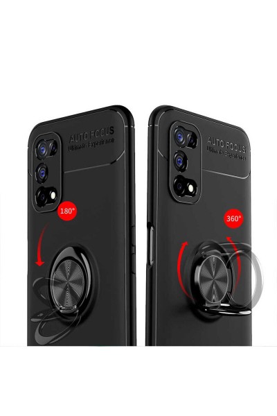 جراب سيليكون Realme 7 Pro Zebana Ring باللون الأسود والأحمر