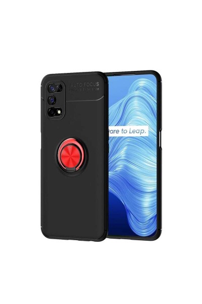 جراب سيليكون Realme 7 Pro Zebana Ring باللون الأسود والأحمر