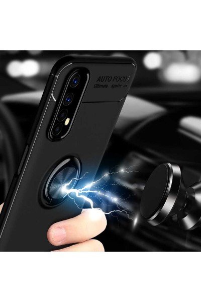 جراب سيليكون Realme 7 Zebana Ring باللون الأسود والأحمر