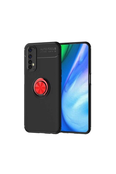 جراب سيليكون Realme 7 Zebana Ring باللون الأسود والأحمر