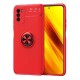 جراب هاتف Xiaomi Poco M3 من السيليكون مع حلقة Zebana باللون الأحمر