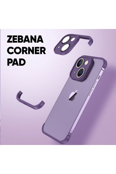 كاميرا Apple iPhone 14 Zebana Corner Pad وواقي الزوايا باللون الأرجواني الداكن