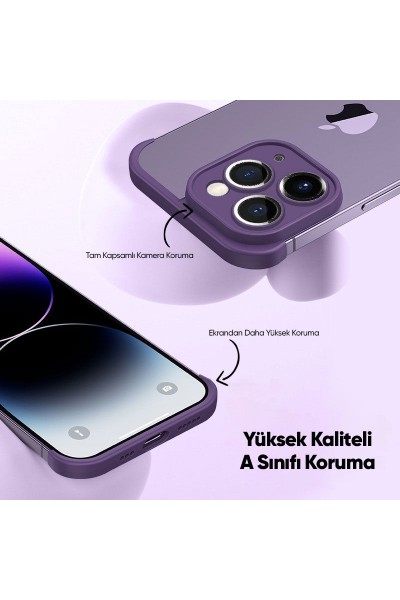 Apple - iPhone 11 Pro Max Zebana Corner Pad (Kamera ve Köşe Koruyucu) - Derin Mor