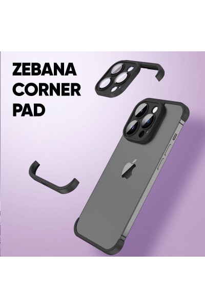 كاميرا Apple iPhone 12 Pro Zebana Corner Pad وواقي الزوايا باللون الأسود