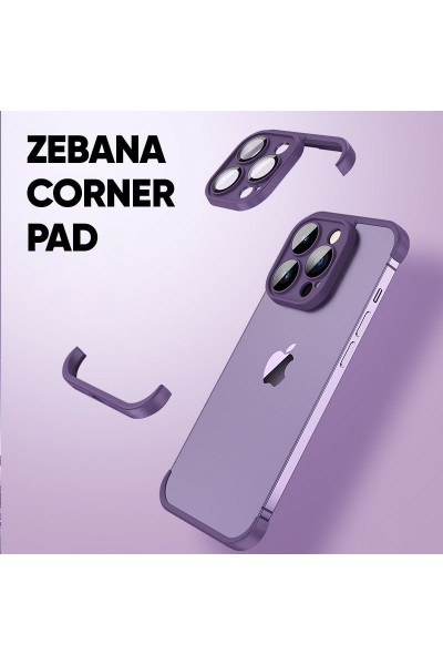 كاميرا Apple iPhone 12 Pro Zebana Corner Pad وواقي الزوايا باللون الأرجواني الداكن