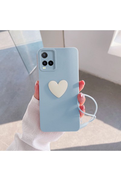 جراب Vivo Y21s Love Heart من السيليكون باللون الأزرق الفاتح