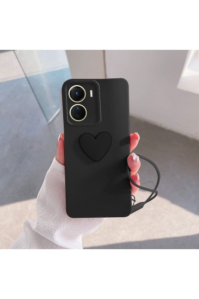 جراب سيليكون لهاتف Vivo Y16 Zebana Heart Love باللون الأسود