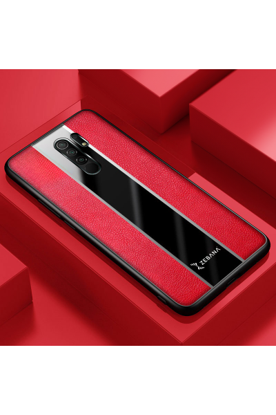 حافظة جلدية فاخرة لهاتف Xiaomi Redmi 9 Zebana باللون الأحمر