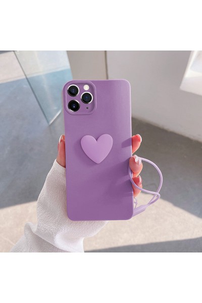 Apple - iPhone 11 Pro Max Zebana Kalpli Love Silikon Kılıf - Lila