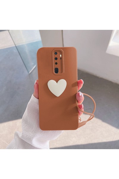 جراب سيليكون لهاتف اوبو A9 2020 Love with Zebana Heart بني