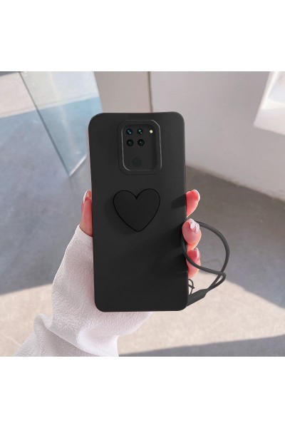 Xiaomi - Redmi Note 9 Zebana Kalpli Love Silikon Kılıf - Siyah