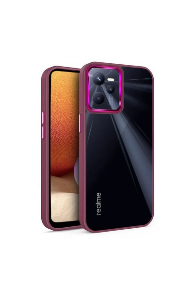 جراب Realme C35 من السيليكون لحماية الكاميرا باللون الأحمر الداكن