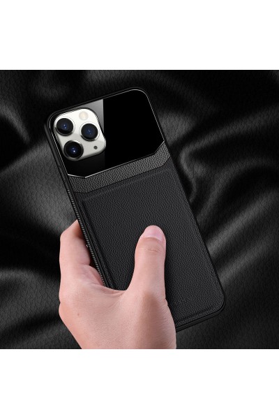 Apple - iPhone 11 Pro Max Zebana Lens Deri Kılıf - Siyah