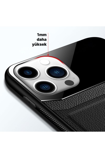 Apple - iPhone 11 Pro Max Zebana Lens Deri Kılıf - Kırmızı