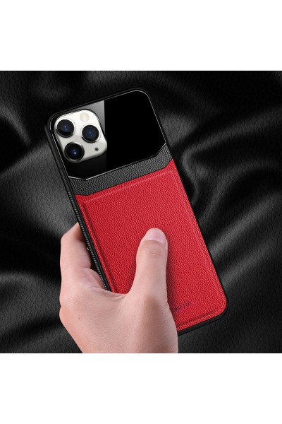 Apple - iPhone 11 Pro Max Zebana Lens Deri Kılıf - Kırmızı