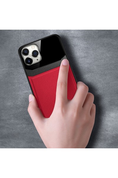 Apple - iPhone 11 Pro Max Zebana Lens Deri Kılıf - Kırmızı