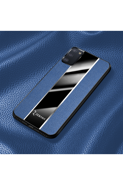 Samsung - Galaxy A03s Zebana Premium Deri Kılıf - Mavi