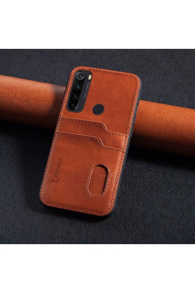 حافظة جلدية فاخرة لهاتف Xiaomi Redmi Note 8 مع حامل بطاقة Zebana باللون الأسود