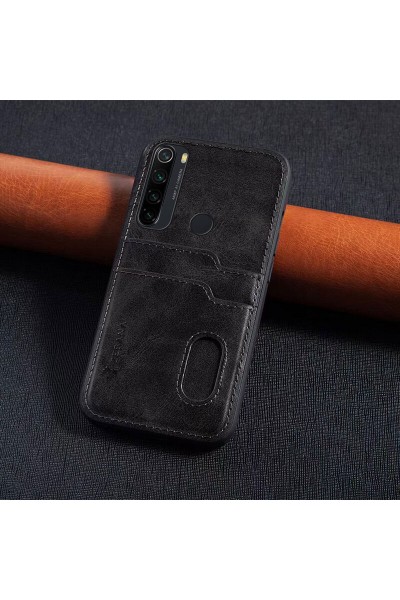 حافظة جلدية فاخرة لهاتف Xiaomi Redmi Note 8 مع حامل بطاقة Zebana باللون الأسود