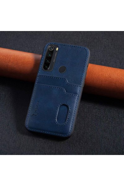 حافظة جلدية فاخرة لهاتف Xiaomi Redmi Note 8 مع حامل بطاقة Zebana باللون الأزرق الداكن