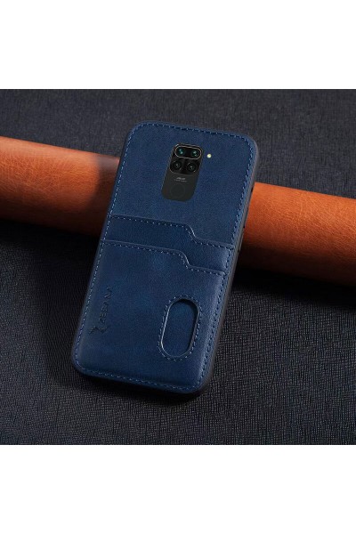 Xiaomi - Redmi Note 9 Zebana Kartlıklı Lüx Deri Kılıf - Lacivert